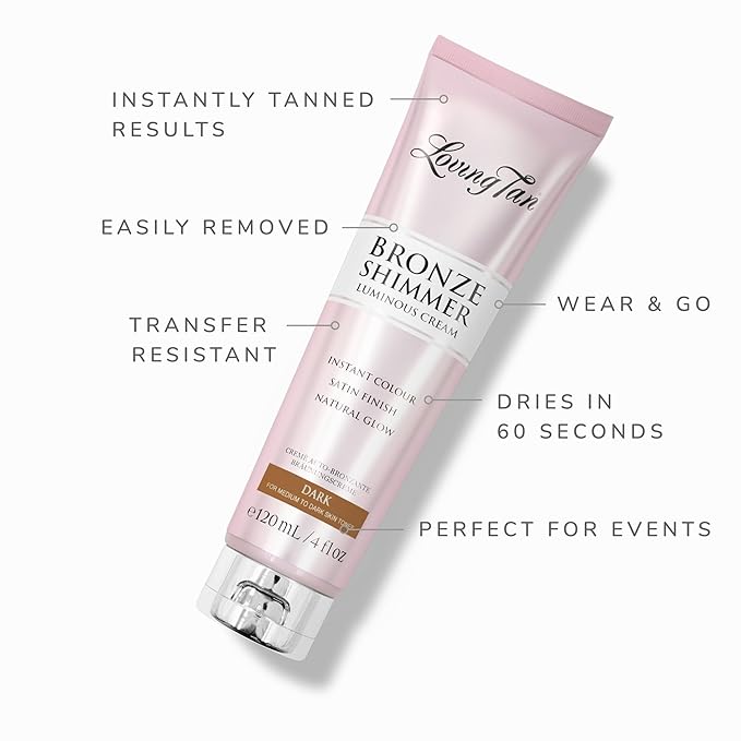 Loving Tan Bronze Shimmer Luminous Cream, Dark - Streak Free, Natural Looking, Instant Sunless Tanner - 6+ Self Tanning Applications per Tube, Cruelty Free - 4 FL Oz-VivaGrace Women