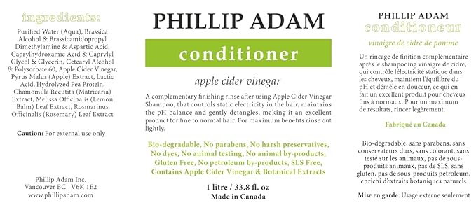 Phillip Adam Apple Cider Vinegar Shampoo and Conditioner Set for All Types of Hair - pH Balancing - Sulfate Free, Paraben Free & Silicone Free - 33.8 Ounce Each-VivaGrace Women