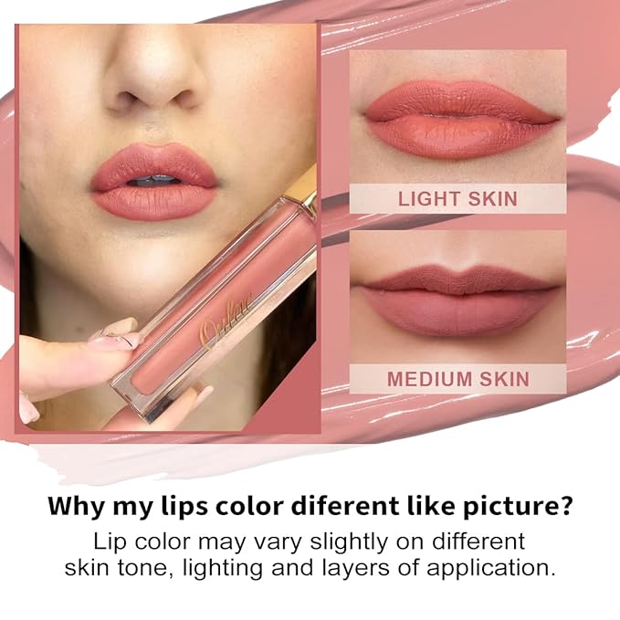 Oulac Matte Liquid Pink Nude Lipstick for Women, Long Lasting Lipstick Waterproof Lip Stain, No Transfer, Creamy High Pigmented Formula with Rose Oil, Vegan & Cruelty-Free, Coral Pink M11-VivaGrace Women