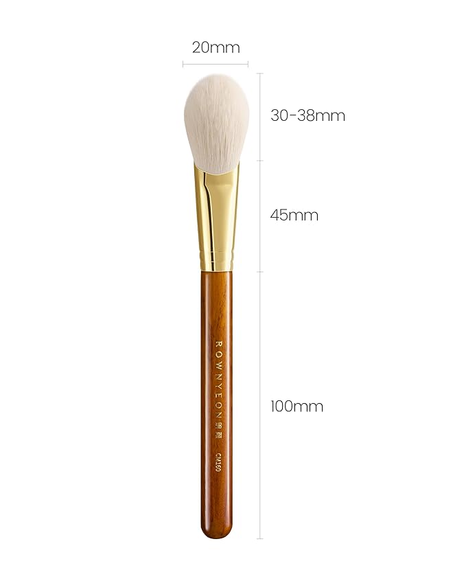 Desert Oak Series CM 160 Angled Blush Brush for Cheeks – Ideal for Powder & Cream Blush, Golden Brass Ferrule, Ebana Bubinga Handle, Soft Nylon Bristles-VivaGrace Women