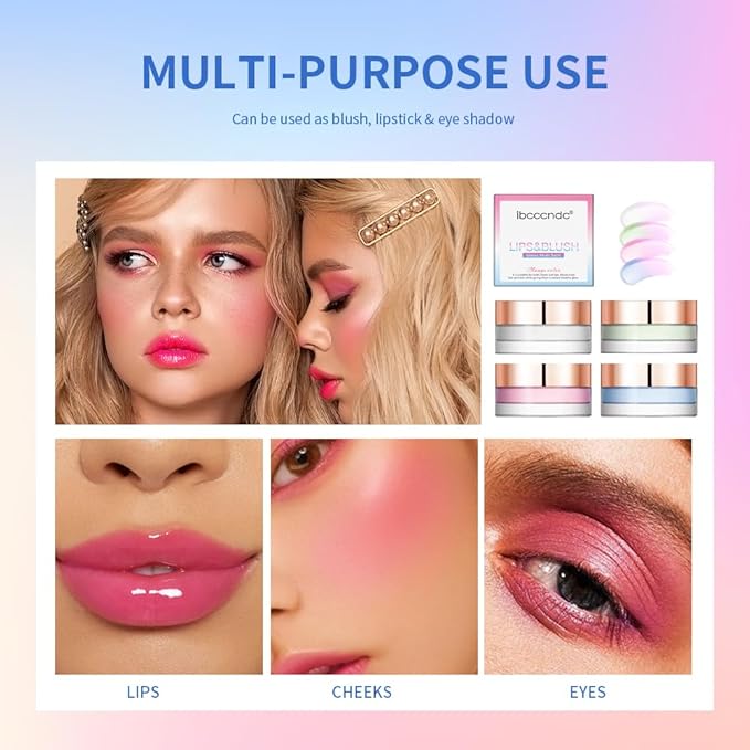 Color Change Blush Clear Liquid Blush Cream Moisturizing Blusher Halo dyeing naturally Blush Rouge Multi-use Makeup Cream For Cheeks Face Lips Waterproof Blush Gel Lip Oil (#1)-VivaGrace Women