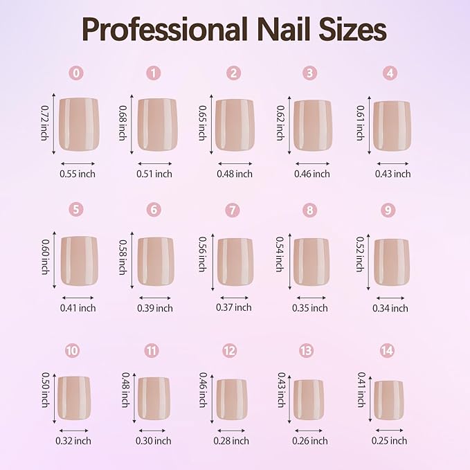 XS Short Square Press On Nails, 5 Colors Pre-Lasting Soft Gel Nails Tips, 150Pcs Natural Fake Nails for Nail Art DIY 15 Sizes