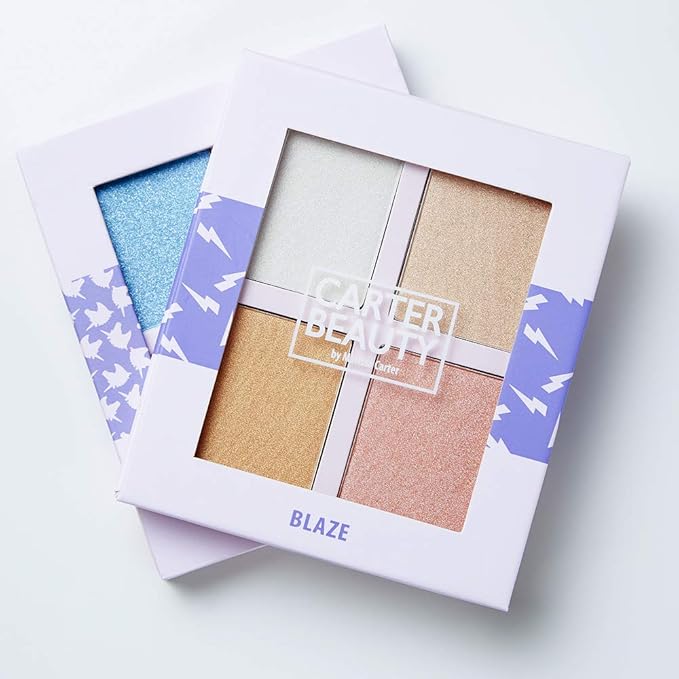 Carter Beauty Mini Highlighter Palette | Long Lasting Makeup | Shimmer & Matte Shades (Blaze)-VivaGrace Women