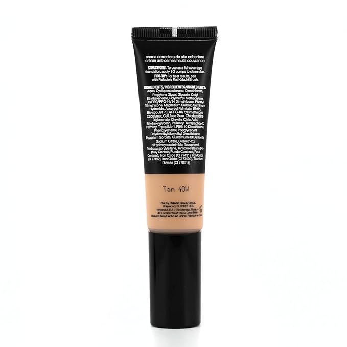 Palladio Full-Coverage Color Correction CC Cream, Oil-Free with Peptides & Vitamin C, Buildable Foundation Coverage (Tan 40W, Warm Undertone),0.87 Fl Oz (Pack of 1)-VivaGrace Women