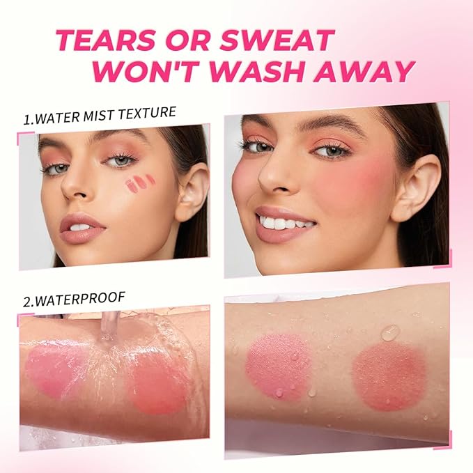 4 Colors Liquid Blush Makeup Kit, Long Lasting Pigmented Natural Matte Face Blush Cream Gel, Lightweight, Blendable, Cruelty Free Women Face Cosmetics Set 4Pcs-VivaGrace Women
