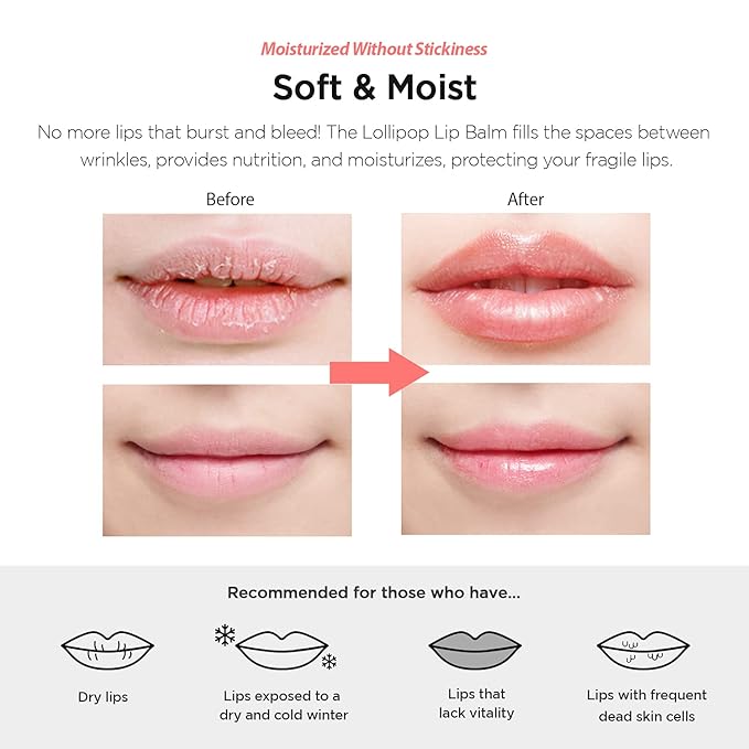 FASCY Lollipop Lip Balm Peach, Lip Balms & Moisturizers, Korean Lip Balm, Korean Lip, Korean Lip Products, Paraben Free, Moisturizing, 0.13 Oz, (Peach)-VivaGrace Women