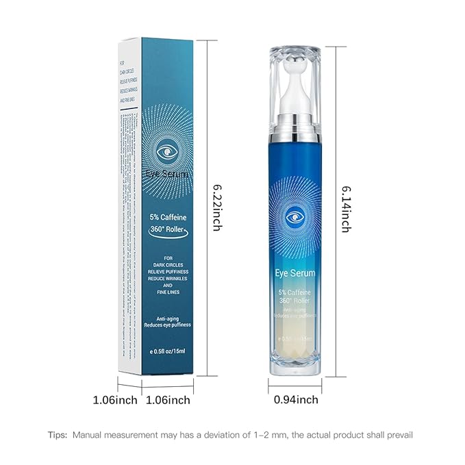 Eye Serum with Roller ball, 15 ML Eye Cream for Dark Circles and Puffiness, Anti-Aging Under Eye Roller Cream Reduce Wrinkles and fine lines-VivaGrace Women