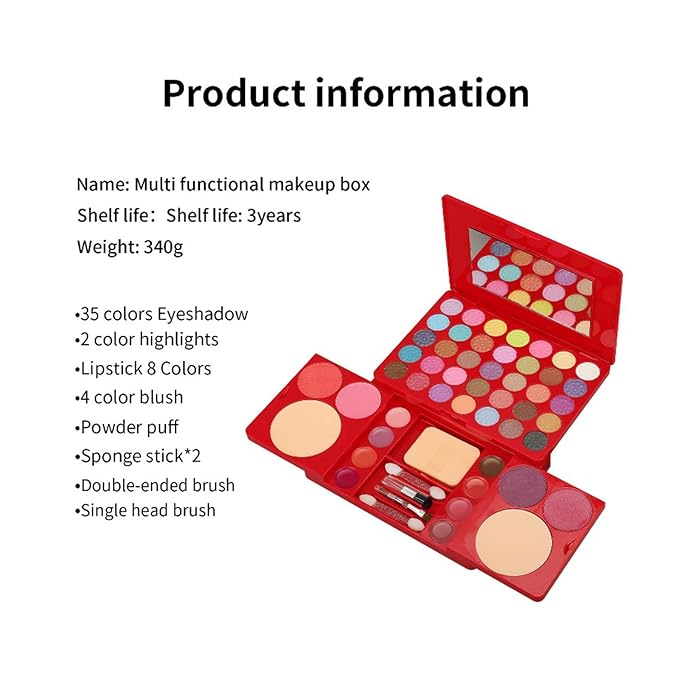All-in-One Makeup Gift Set Travel Makeup Kit Complete Starter Makeup Bundle Lipgloss Lipstick Concealer Blushes Powder Eyeshadow Palette Cosmetic Palette for Teen Girls & Adults #10-VivaGrace Women