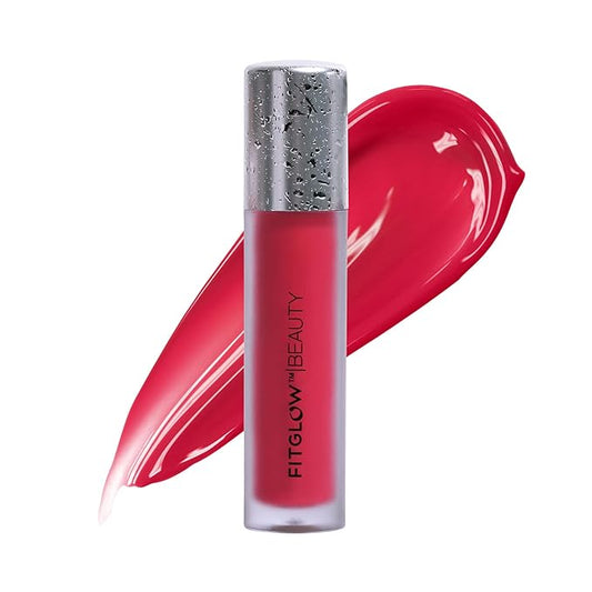 FITGLOW Beauty Lip Colour Serum | Hydrating Lip Gloss | Plumping Anti-Aging Lip Treatment | Natural Shine with Pomegranate Sterols & Collagen | Buildable Color for Dry Chapped Lips | Cherry - 10g-VivaGrace Women
