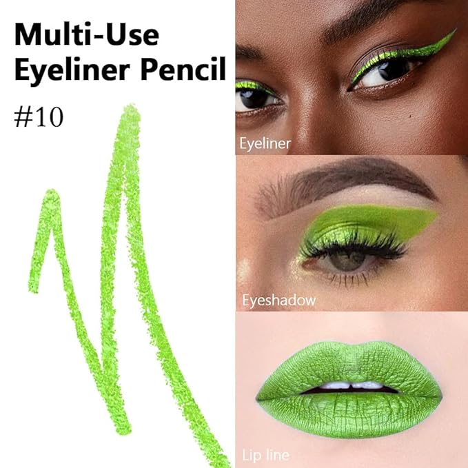 evpct Apple Green Gel Eyeliner Pencil for Women Waterline Waterproof Smudge Proof Eye Makeup Liners, Green Mascara Eye Liner Gel Liner Eyeliner with Sharpener delineador de ojos contra el agua 10