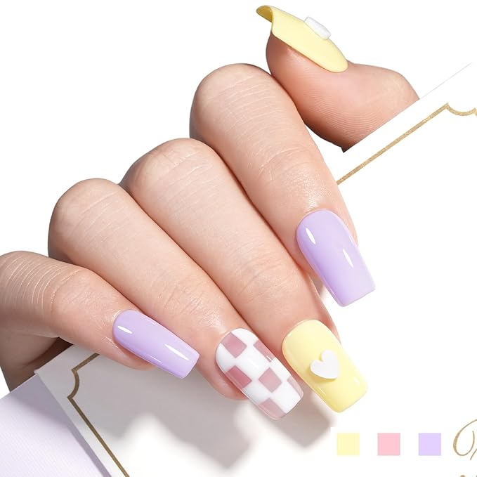 AILLSA Blue Gel Nail Polish Set Baby Blue Pastel Purple Yellow Macaron Gel Polish with Base and Top Coat, Long Lasting Summer Spring Color Soak Off U V L ED Manicure Art Salon DIY at Home 7Pcs 8ML