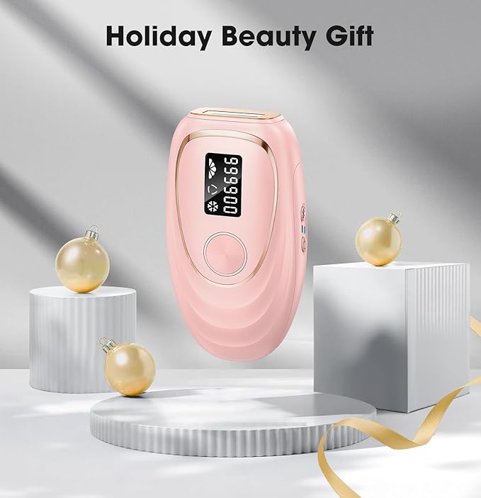 IPL Laser Hair Removal Device for Women & Men - Home 45°F Ice-Cooling Contact for Painless & Long-Lasting Results, 86% Hair Reduction in 3 Weeks for Full Body & Bikini Line, Light Pink-VivaGrace Women