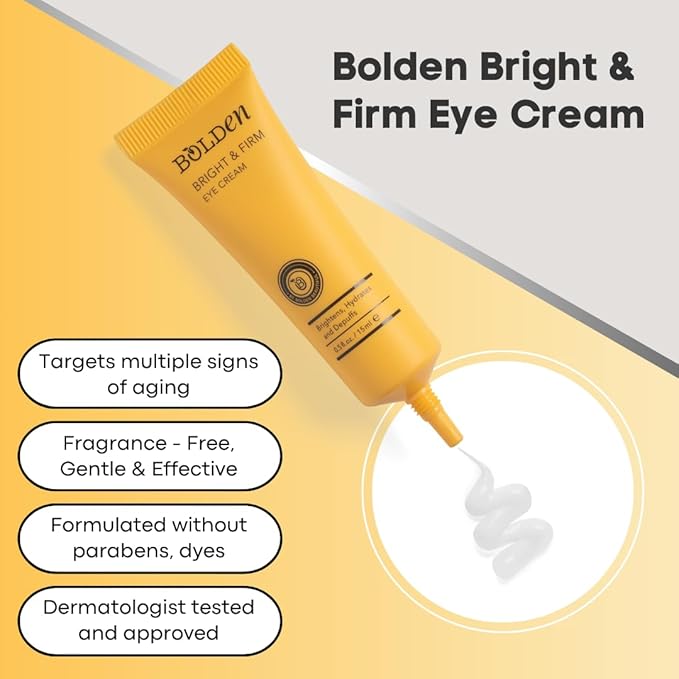 BOLDEN Bright & Firm Eye Cream | Under Eye Cream for Dark Circles & Puffiness | Hydrates and Improves Wrinkles | Fragrance Free | 0.5 Fl Oz-VivaGrace Women