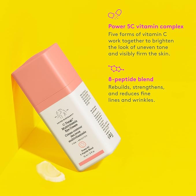 Drunk Elephant C-Tango Eye Cream with Vitamin C, Brightening & Restorative Under Eye Moisturizer (15mL/0.5 Fl Oz)-VivaGrace Women