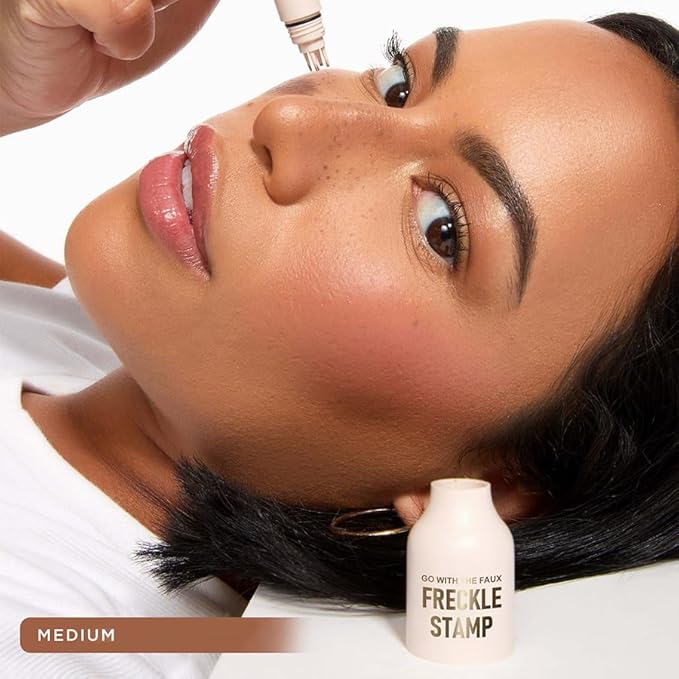 Upgrade Freckle Pen Stamp– Waterproof Faux Fake Freckles Makeup Tool, Natural-Looking Freckle Maker & Spray with Multi-Prong Precision Stamp Head, Long-Lasting Sunkissed Makeup (DARK)-VivaGrace Women