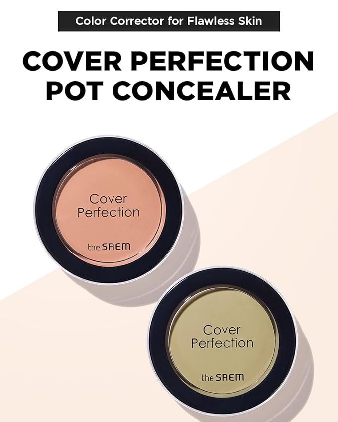 THESAEM Cover Perfection Pot Concealer #Peach Beige - High Adherence & Coverage Balm, Conceals Dark Circles, Corrects Dark Under Tones, Matte Finish Sebum Control for Oily and Combination Skin-VivaGrace Women