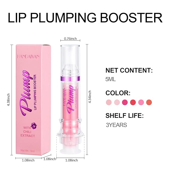 Natural Spicy Lip Plumping Booster Lip Plumping Oil,Lip Plumper Gloss, Ultra-Hydrating & Nourishing Plump and Pout Lip Plumper, Glossy Finish Fuller Lip Plumping Lip Gloss for Women Girls(3PC)-VivaGrace Women