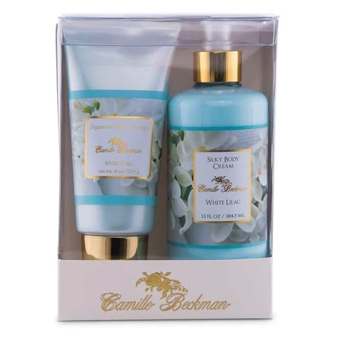 Camille Beckman Hand and Body Duet Set, Silky Body and Glycerine Hand Cream, White Lilac-VivaGrace Women