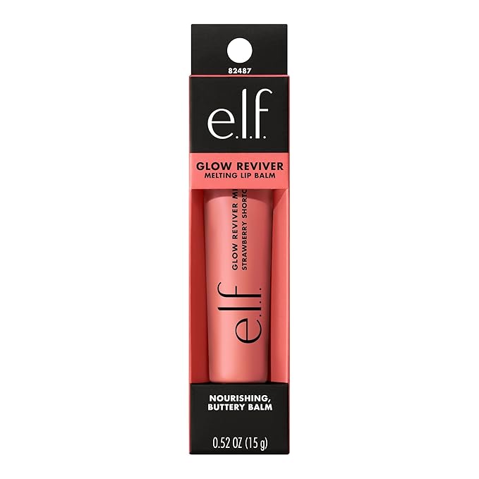 e.l.f. Glow Reviver Melting Lip Balm, Hydrating Tinted Lip Balm For A Glossy Finish & Soft, Supple Lips, Vegan & Cruelty-Free, Strawberry Shortcake-VivaGrace Women