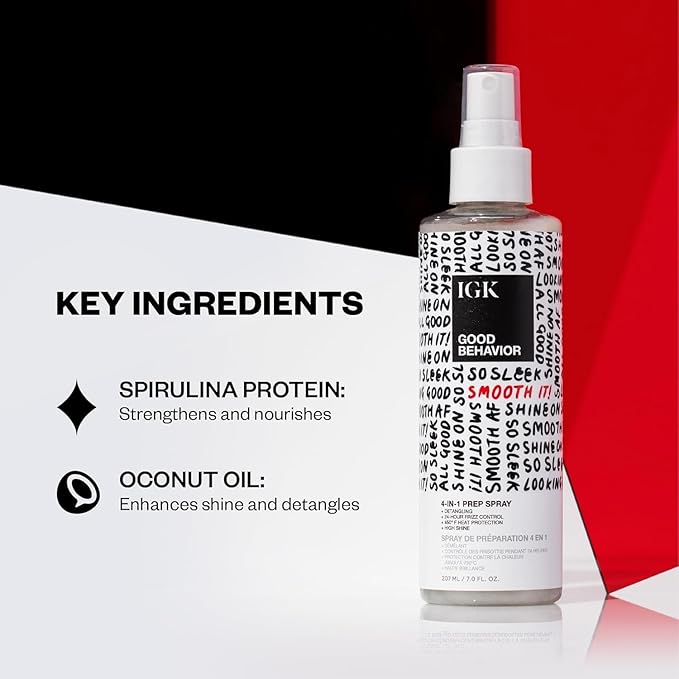 IGK GOOD BEHAVIOR Smoothing Frizz Fighters Set | 4-in-1 Prep Spray + Spirulina Protein Smoothing Spray | Frizz Control + Heat Protectant | Vegan + Cruelty Free-VivaGrace Women