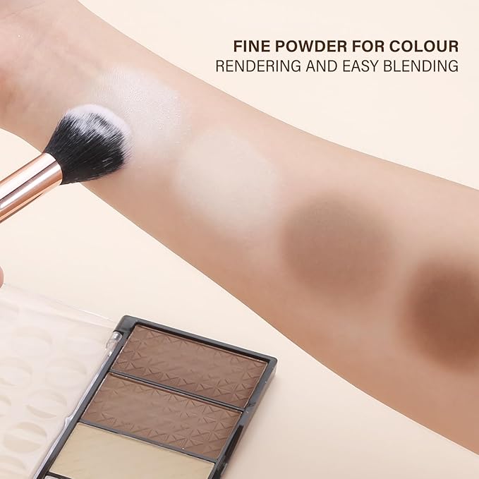Contour Highlighter Blush Powder Makeup Palette, 4 Colors Matte Face Contour Shading with Professional Makeup Brush-VivaGrace Women