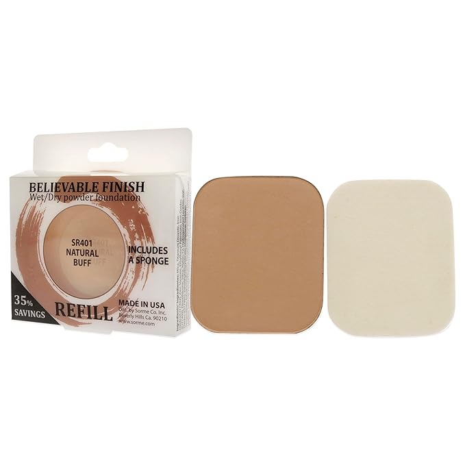 Sorme Cosmetics Believable Finish Powder Foundation Refill in Natural Buff (0.23oz) | Medium to Full Coverage Makeup Foundation Powder | Matte Finish Pressed Powder | Cruelty-Free Powder Makeup-VivaGrace Women