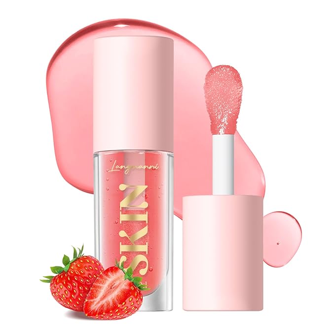 2Pack Non-sticky Lip Oil, Moisturizing Glossy/Shiny Lip Gloss Oil PlumpingTint, Hydrating Lip Gloss Lip Balm, Long Lasting Nourishing Fruit Flavoure Lip Oils(Strawberry + Coconut)-VivaGrace Women