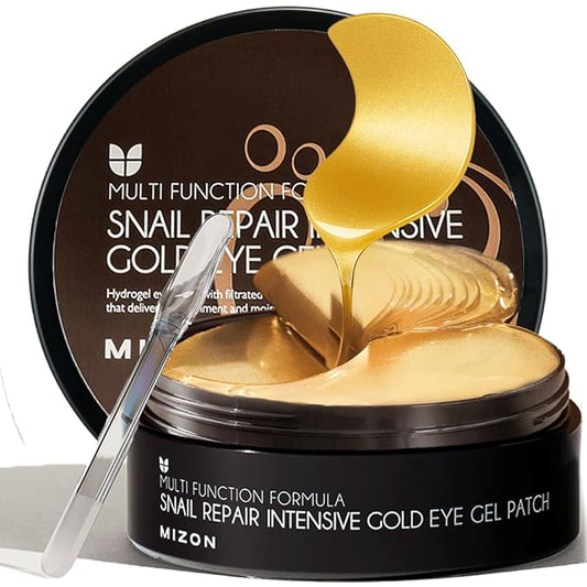 MIZON Under Eye Patches for Puffy Eyes & Dark Circles, 24K Gold & Snail Mucin, 60 Pcs – Anti-Wrinkle Collagen & Peptide Formula – Moisturizing Korean Eye Mask for Elasticity-VivaGrace Women