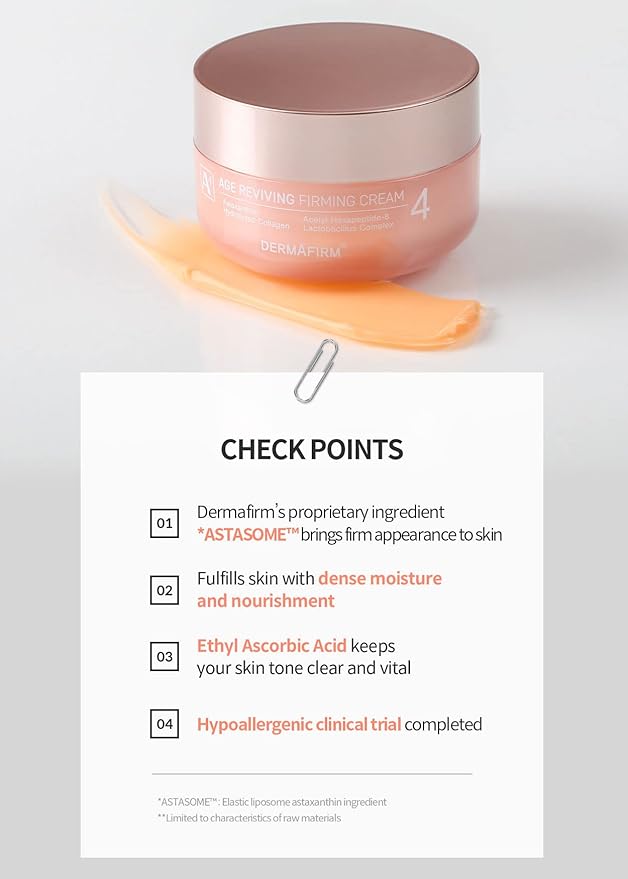 Dermafirm Age Reviving Firming Cream Facial Moisturizer A4 | Hydrating Face Moisturizer for Pore Firming & Skin Elasticity w/Collagen, Astasome & Peptide | No Animal Trials No Paraben 1.69 fl oz-VivaGrace Women