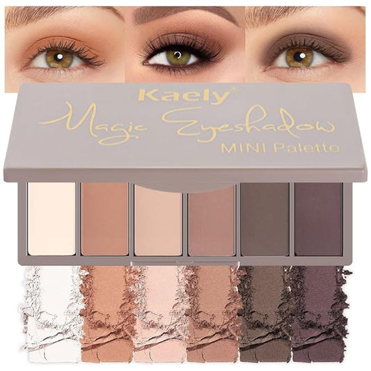 6 Colors Mini Nude Brown Neutral Eye Shadow Palette Makeup for Older Women, Matte Shimmer Eyeshadow Palette Highly Pigmented Waterproof, paleta de sombras de ojos, Vegan & Cruelty-free, 10-VivaGrace Women