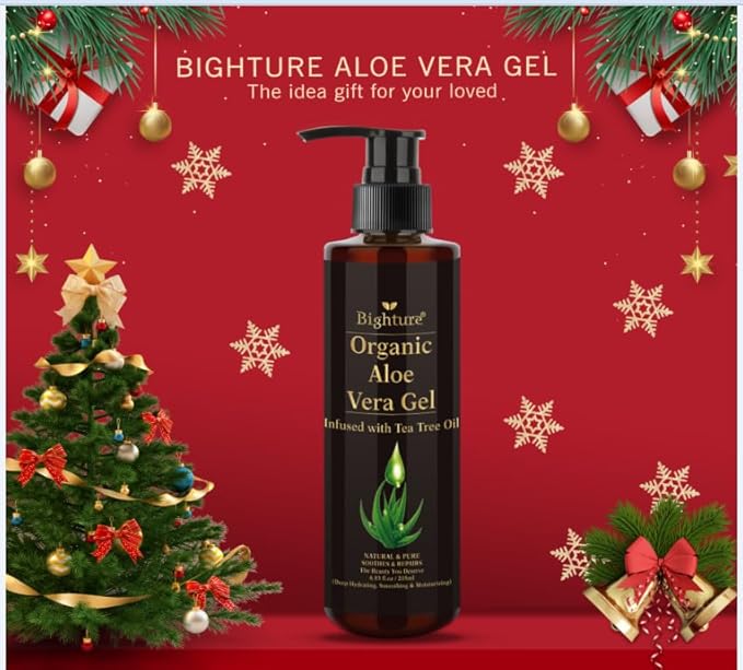 Aloe Vera Gel Infused with Tea Tree Oil for Skin Hydrating, Repair Skin, Organic Aloe Vera Gel Extract from Fresh Pure Aloe Vera for Sunburn Relief, Hair, Razor- 6.76 Fl Oz-VivaGrace Women