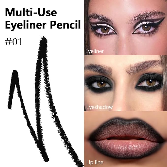 evpct Natural Black Gel Eyeliner Pencil for Women Waterline Waterproof Smudge Proof Eye Makeup Liners, Black Mascara Eye Liner Gel Liner Eyeliner with Sharpener delineador de ojos contra el agua 01