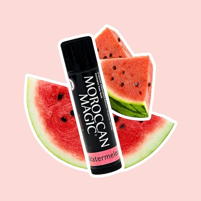 Moroccan Magic Organic Watermelon Lip Balm 3 Pack | Ultra-Hydrating Argan & Essential Oil Lip Moisturizer + Vitamin E | Natural Chapstick for Dry Lips | Smooth, Non-Toxic | Organic Lip Balm-VivaGrace Women