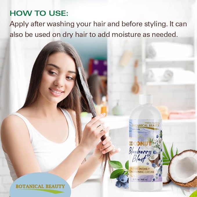 Botanical Beauty Blueberry Blast Leave-In Daily Conditioning Cream (32 Fl. Oz.)-VivaGrace Women