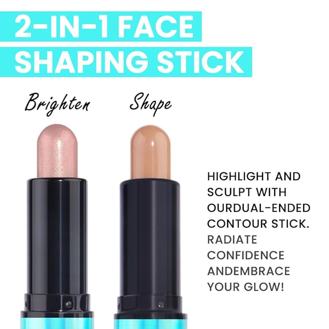 evpct 2in1 Face Shaping & Contouring Stick Cream Contour Concealer Bronzer Stick Makeup Kit for Beginner Face Highlighter Makeup Stick contorno maquillaje de maquillaje profesional,NEW Light Medium-VivaGrace Women