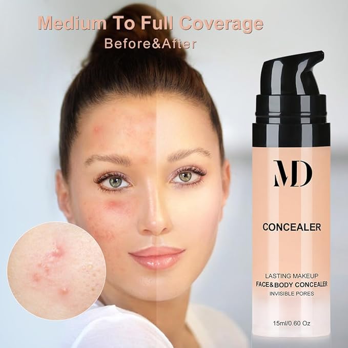 Liquid Primer Set Matte Liquid Full Coverage Oil Control Breathable Invisible Cover Concealer Primer with Face Primer, Makeup Sponge-VivaGrace Women