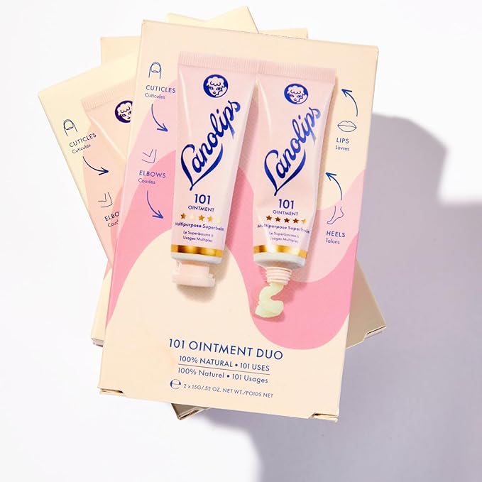 Lanolips 101 Ointment Multi-Balm Duo, Original Superbalm - Contains Pure Lanolin Oil for Smooth, Hydrated, & Healthy Lips - Natural Lip Balm for Dry Lips, Cuticles, & More (2-Pack, 0.52 oz each)-VivaGrace Women