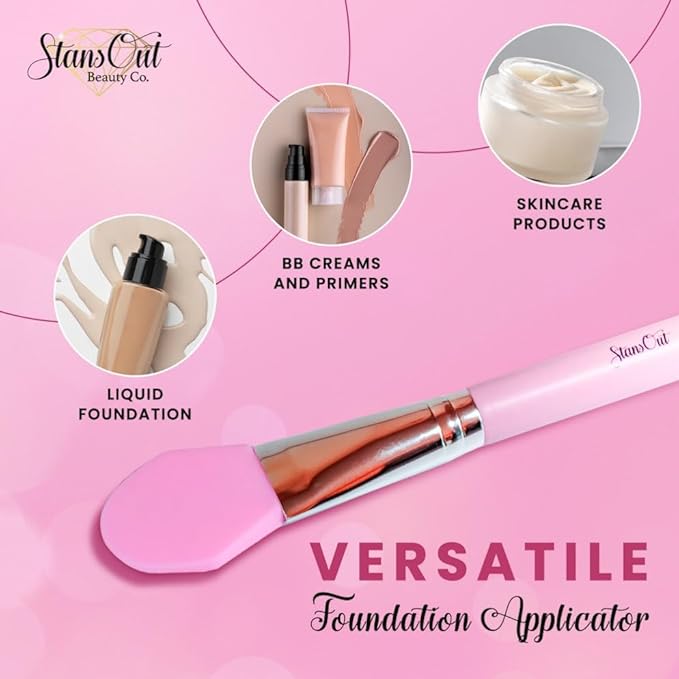 StansOut Foundation Applicator - Liquid Foundation Brush, for Cream or Powder - Easy to Clean - Travel-Friendly, Durable - Ideal for Professional Makeup Results - Pointed Shape, Smooth Silicone Edge-VivaGrace Women