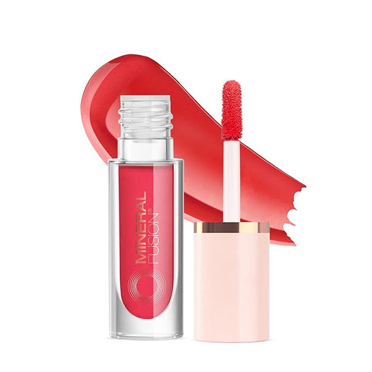Mineral Fusion 2-in-1 Lip & Cheek Stain Tavel, 0.10 fl oz, Vibrant Coral hydrating, long-lasting, matte lip and cheek color-VivaGrace Women