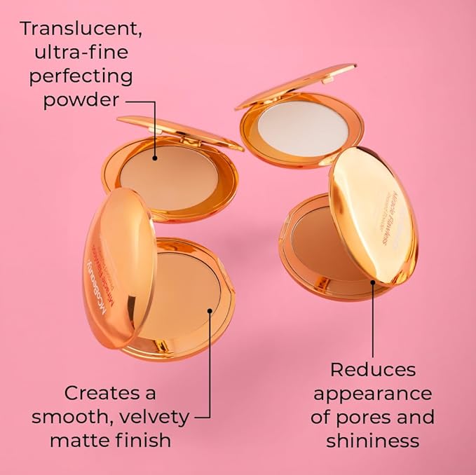 MCoBeauty Miracle Flawless Pressed Powder, Natural Medium Shade, Oil-Control, Soft-Focus Finish with Hydrating Rose Flower Extract & Sweet Almond Oil, Vegan, Cruelty Free Cosmetics-VivaGrace Women