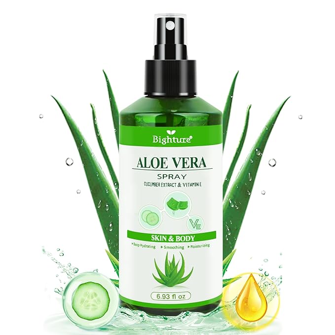Aloe Vera Spray from Freshly Cut Pure Aloe, Aloe Vera Spray for Skin& Hair, Aloe Vera Spray for Sunburn Relief, 6.93oz, Absorbs Rapidly, Infused wirh Cucumber Essence-VivaGrace Women