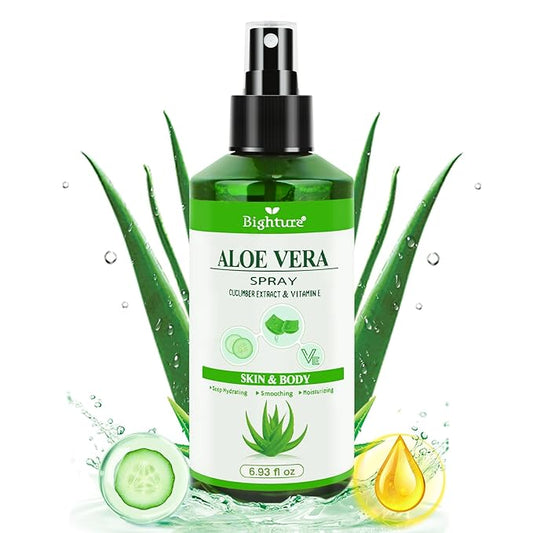 Aloe Vera Spray from Freshly Cut Pure Aloe, Aloe Vera Spray for Skin& Hair, Aloe Vera Spray for Sunburn Relief, 6.93oz, Absorbs Rapidly, Infused wirh Cucumber Essence-VivaGrace Women