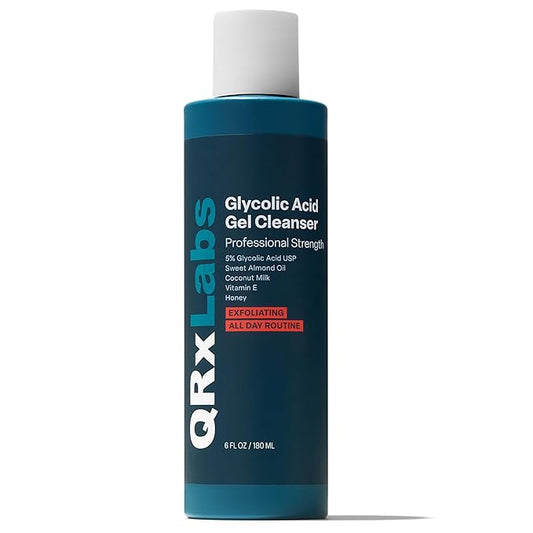 QRxLabs Glycolic Acid Face Wash – Gentle Exfoliating Gel Cleanser for Smoother Looking Skin – Helps Improve Texture & Hydration – Ideal for Blemish-Prone Skin and Ingrown Hairs – 6 oz-VivaGrace Women