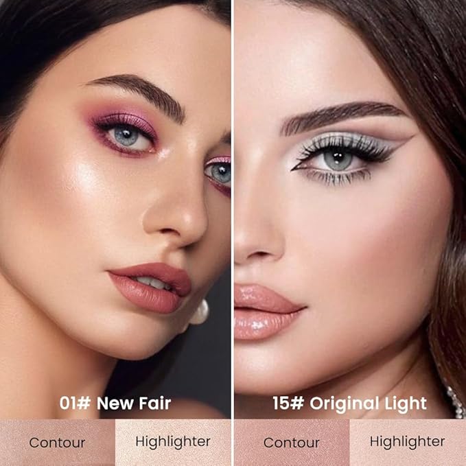 evpct 2in1 Face Shaping & Contouring Stick Cream Contour Concealer Bronzer Stick Makeup Kit for Beginner Face Highlighter Makeup Stick contorno maquillaje de maquillaje, NEW Fair + ORIGINAL Light-VivaGrace Women