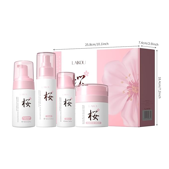 Skin Care, Skin Care Set, Skin Care Kit with Cleansing Mousse, Toner, Serum, Essence Cream Women Beauty Gift Sets 4pcs for Women Teen Girls Mom Daughter Mother's Day Birthday Christmas-VivaGrace Women