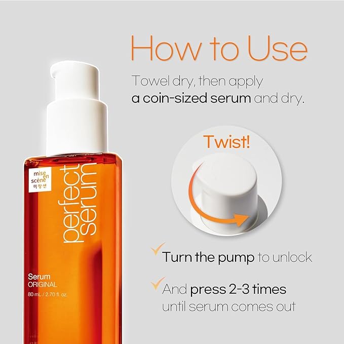 Mise En Scene PerfectSerum Original - HairOil for Frizzy & Dry, Hydration and Nutrition Hairy Essence for Damage Care, Korean HairCare Product, Hair Serum 2.71 Fl. Oz.-VivaGrace Women
