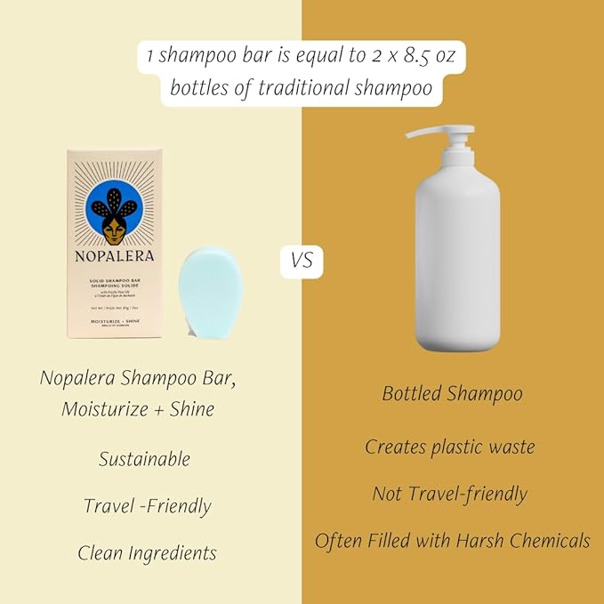 Nopalera Shampoo Bar - Moisturize and Shine, For Dry or Curly Hair, Color Safe, Paraben Free, Silicone & Sulfate Free, Made With Prickly Pear Oil (3.65 oz)-VivaGrace Women