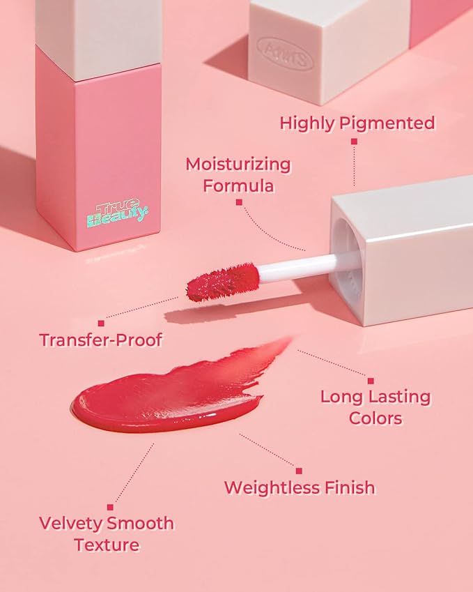 AMTS Webtoon True Beauty - 01 Some Love | Pink Lip Tint Stain | High Pigment Liquid Waterful Shine Non-Sticky Long-Wearing Long-Lasting | True Beauty Cute Pink Makeup-VivaGrace Women