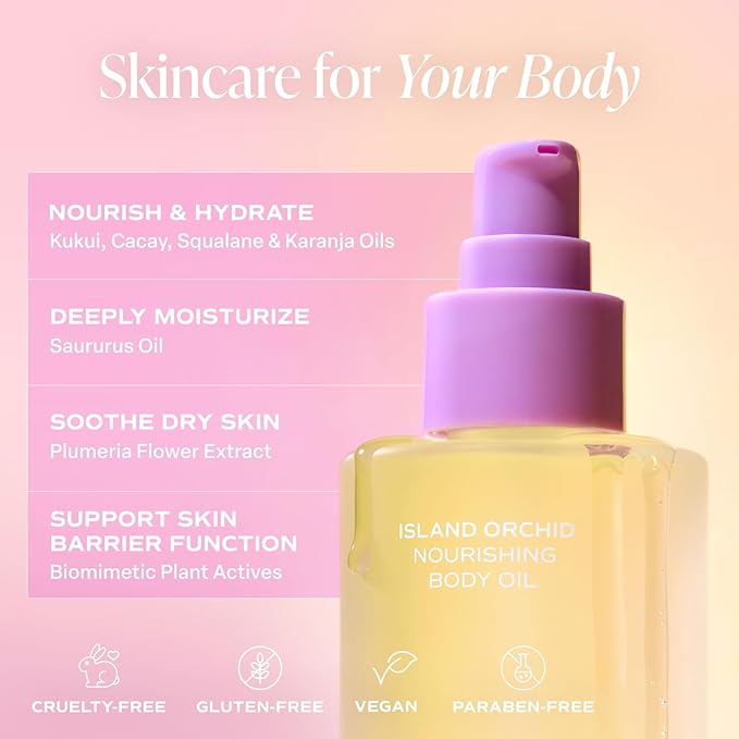 Saltair Body Oil. Luxurious Island Orchid After Shower and Bath Oil Moisturizer for Women. Botanical, Non-Greasy, and Well-Absorbing Lotion for Hydrating Dry Skin. 4oz Pump Bottle-VivaGrace Women
