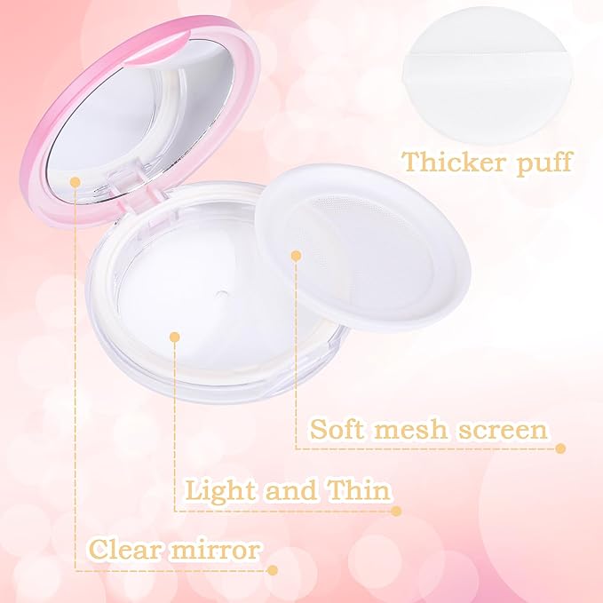 Mabor 2pcs Loose Powder Containers Powder for Women Girls Empty Face Powder Compact Powder Puff Container with Mirror Empty Reusable Powder Case-VivaGrace Women